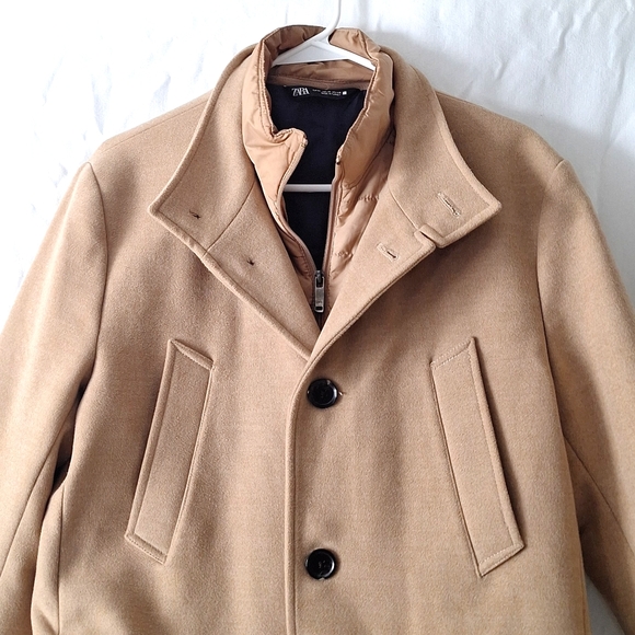 Zara Camel Pea Coat, Double Lining sz 8, NW0T - Picture 2 of 15
